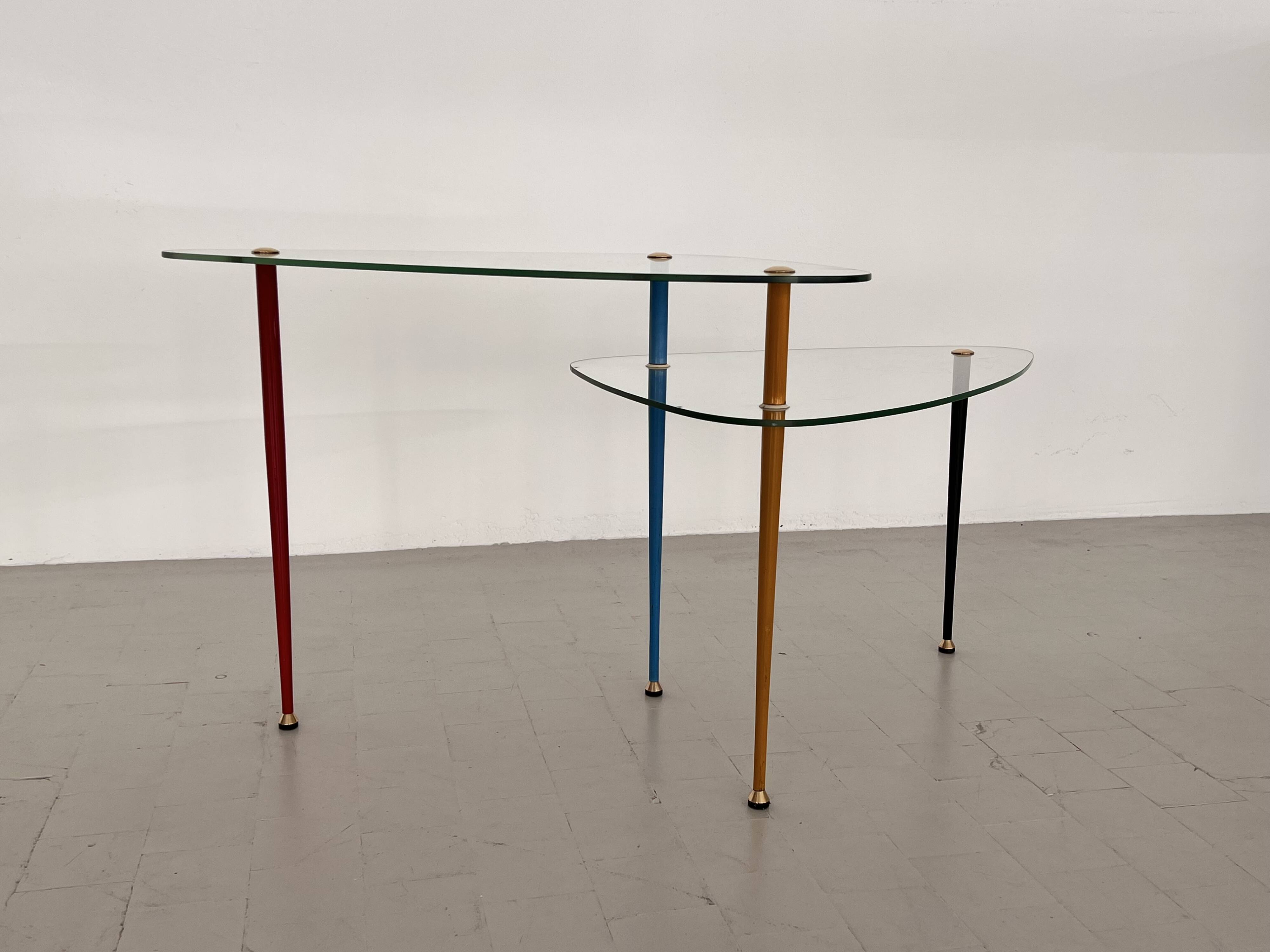 Italian Arlecchino Side Table in Glass by Edoardo Paoli for Vitrex