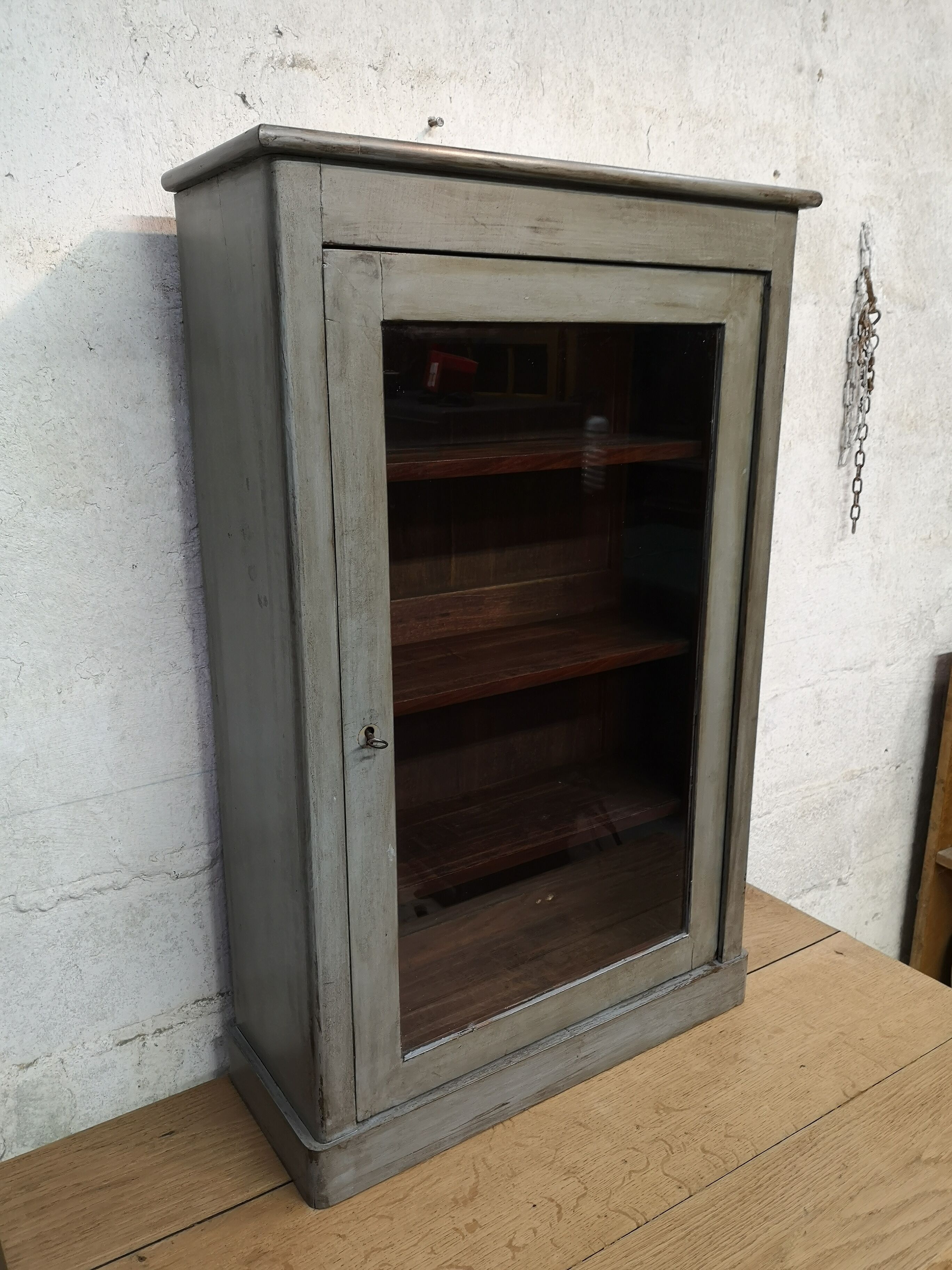Wall showcase louis philippe xixe cabinet curiosity patina shabby gustavien