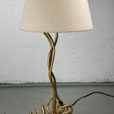 Lampe vintage ondulée de forme libre, abat-jour bouclé