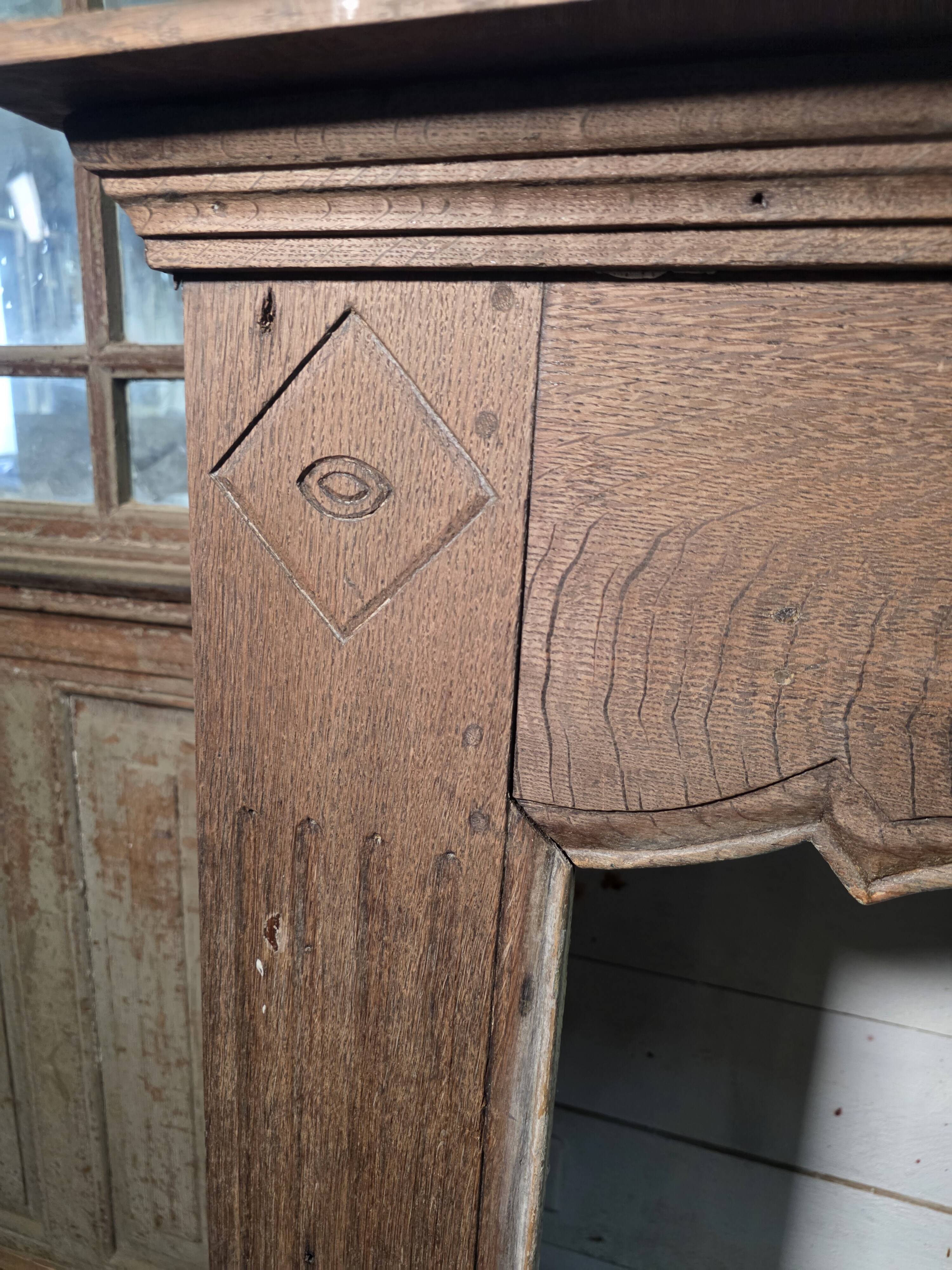 19th-century solid oak fireplace