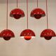Iconic VP1 cherry red enamel flowerpot lamps designed by Verner Panton - &t