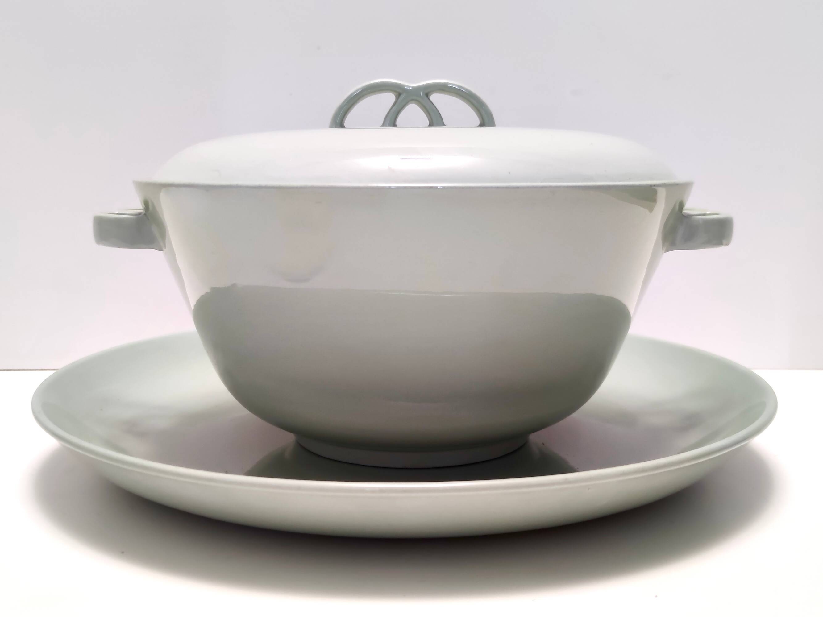 Vintage Sage Green Earthenware Serving Centerpiece by G. Andlovitz for Laveno