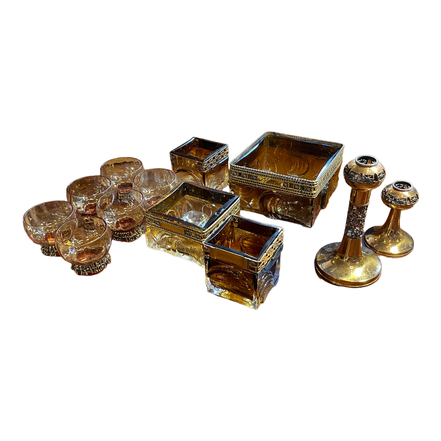 Scandinavian glassware set by Pentti Sarpaneva Turun Hopea Finland for Oy Kumela circa 1972
