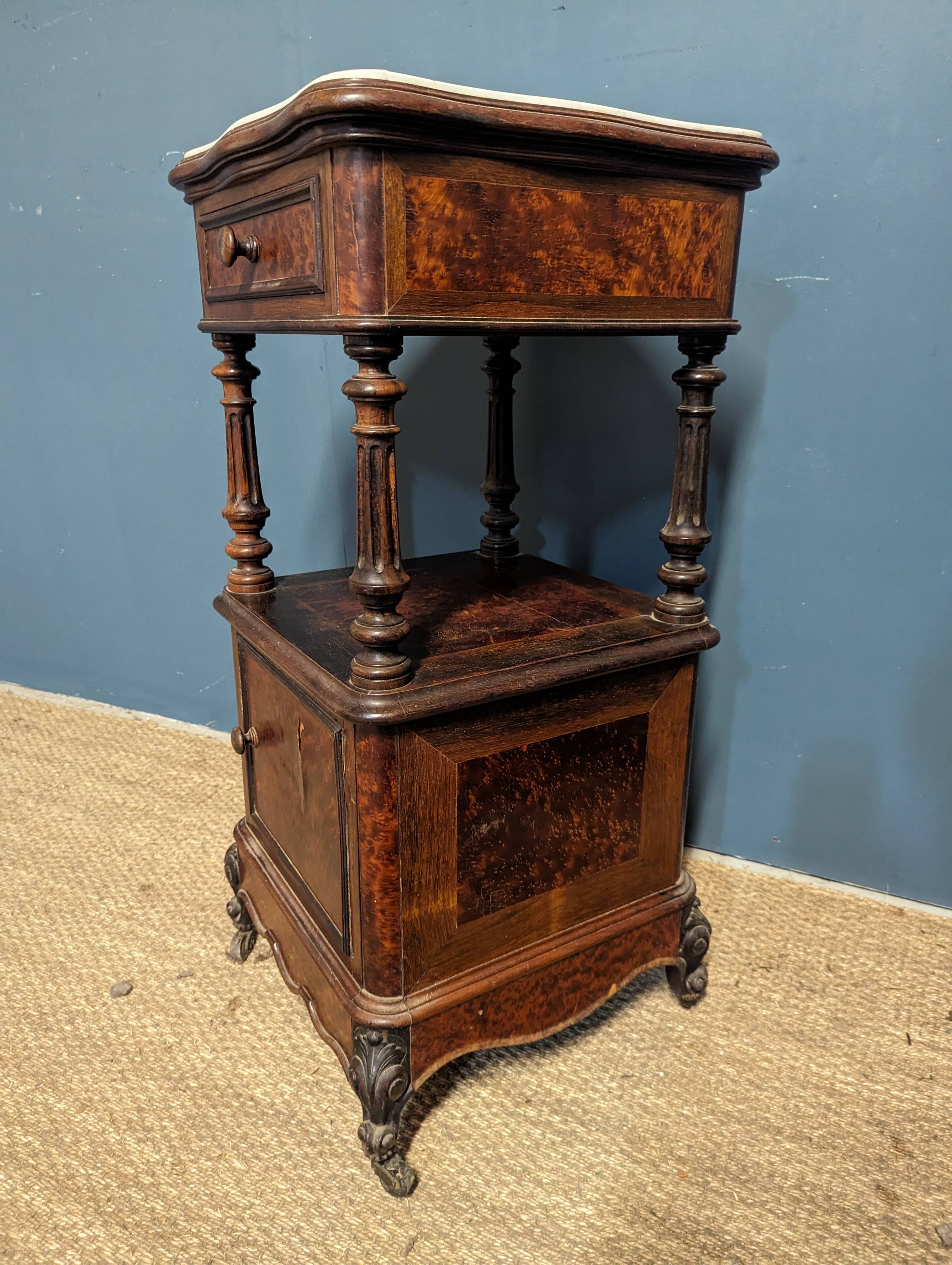 Louis XVI style bedside table in mahogany and rosewood