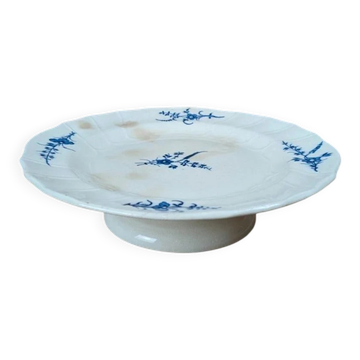 Antique compote dish in English faience Cauldon – blue Chantilly decoration