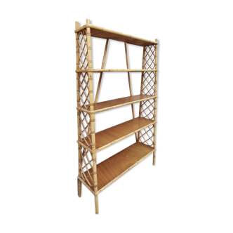 Bamboo and rattan library by Louis Sognot, 60s