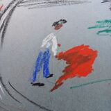 Pen drawing of bullfight