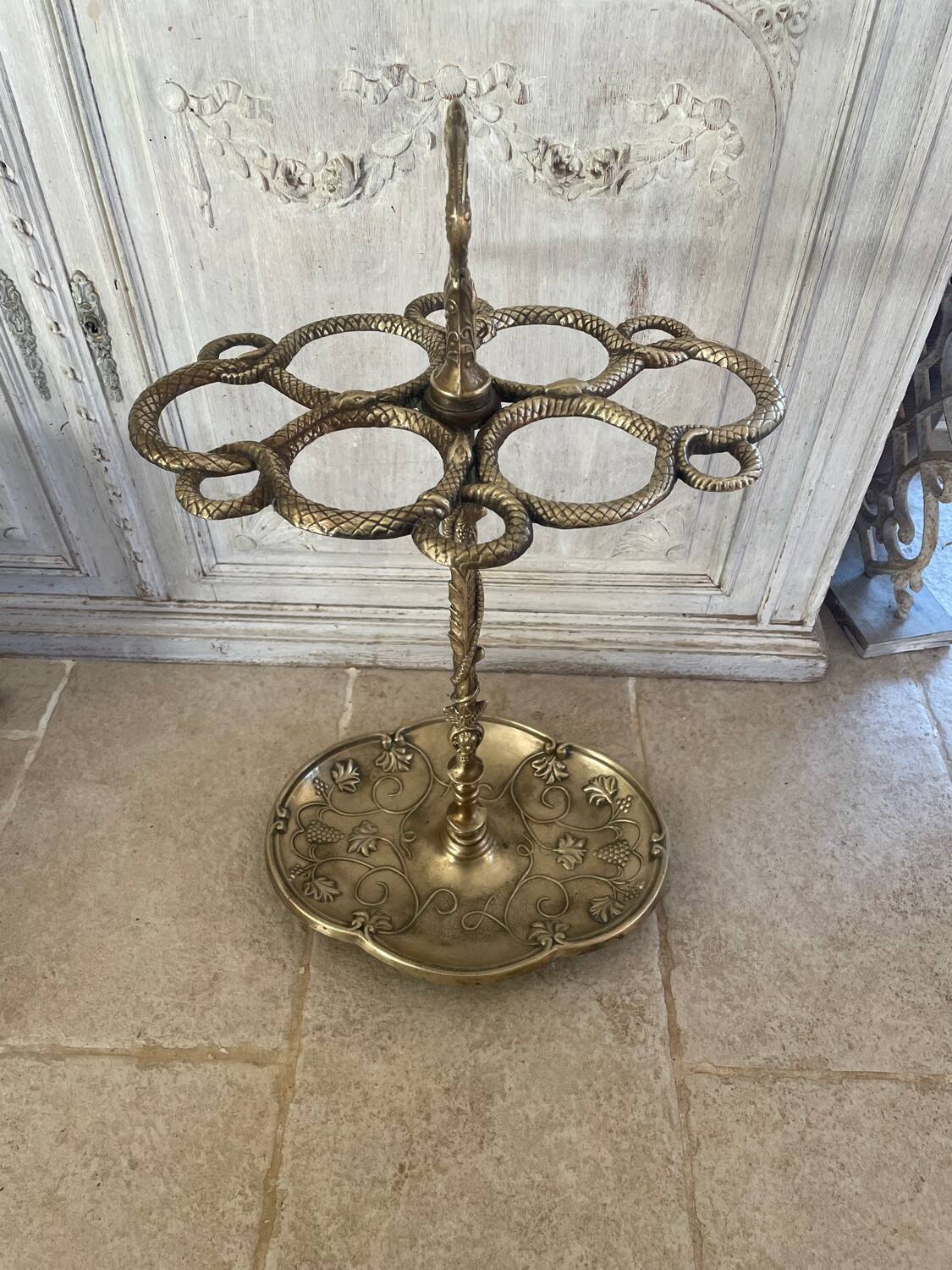 Art Nouveau style solid brass umbrella stand