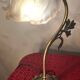 Art Nouveau bronze petal lamp with molded glass, 28 x 34 cm. Electricity OK