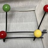 Wall-mounted coat rack ball and black metal vintage 1950s style Roger Féraud