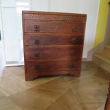 Art Deco chest of drawers with 4 drawers in oak, France 1930s-50s