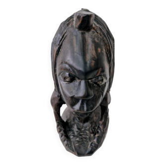 Buste femme africaine en bois d'ébène sculpté à la main art ethnique