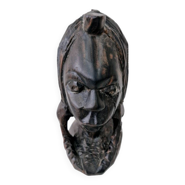 African woman bust in ebony wood hand carved ethnic art