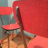 Series of 4 vintage chairs in red Formica year 1960