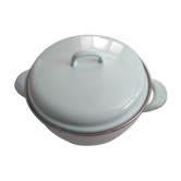 Covered dish in enamelled sheet metal