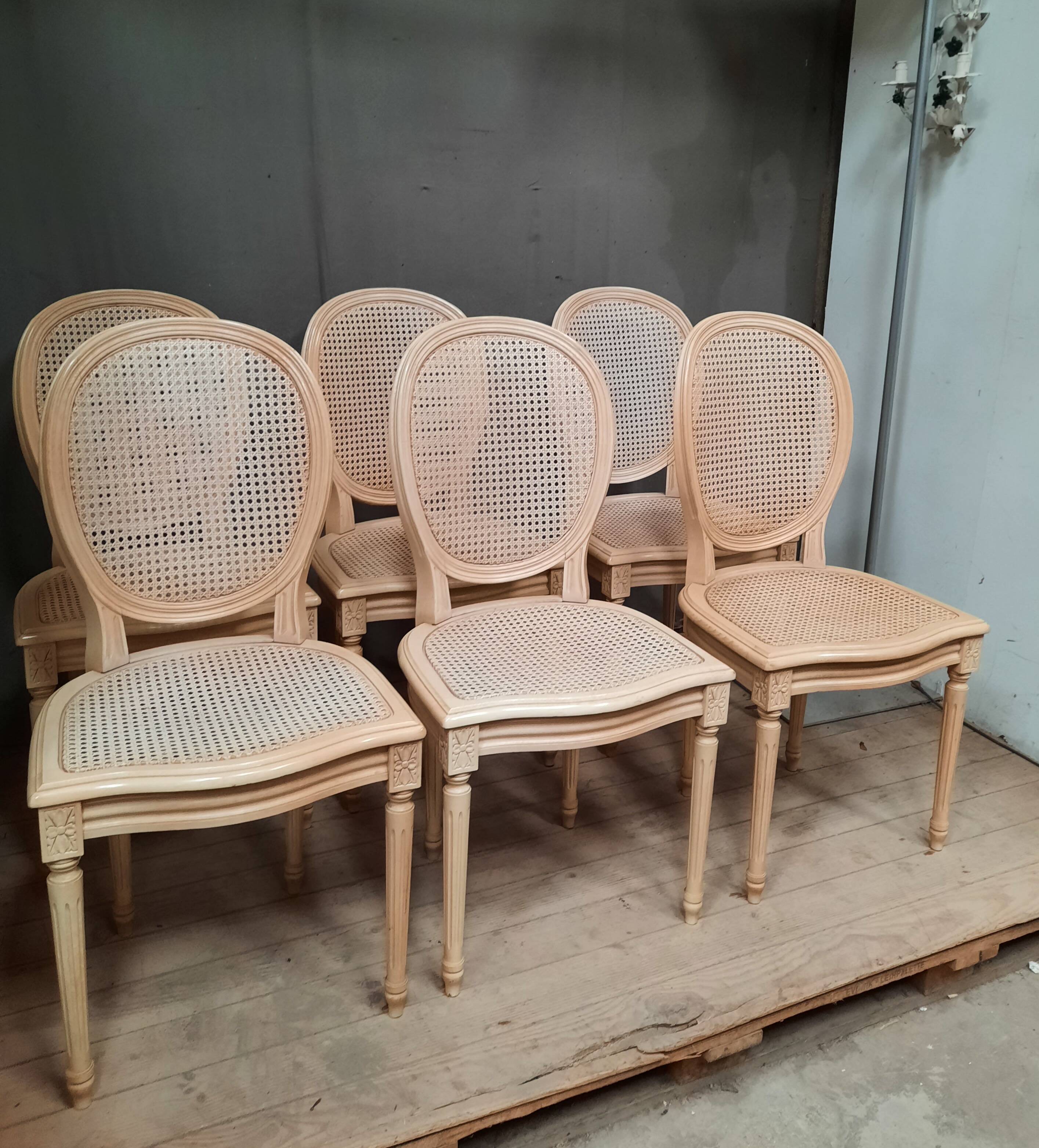 Set of 6 Louis XVI style caned chairs