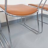 4 vintage sleigh chairs from the 70s, in designer chrome metal