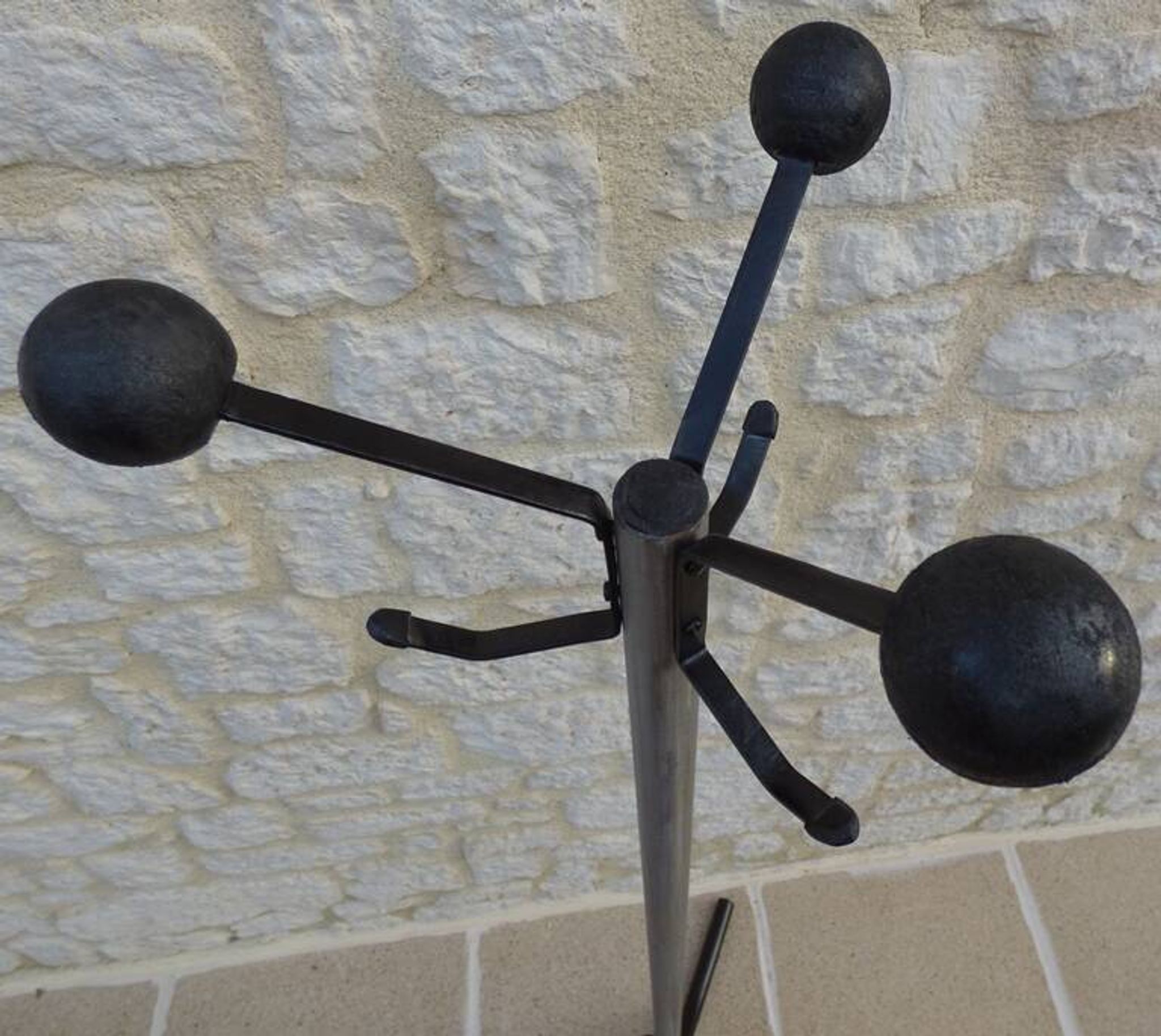Vintage metal coat rack with 6 hooks