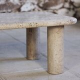 Travertine coffee table in the style of Angelo Mangiarotti, 1970.