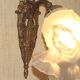Single French Bronze Art Nouveau Wall Light with Flower Detail and White Glass Shade 4970