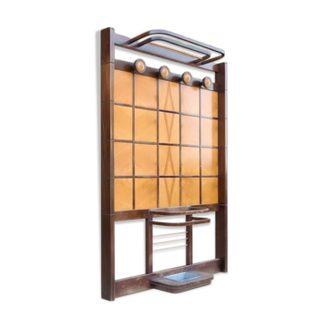 Porte-manteau Art déco sur pied en hêtre teinté, années 1920-30