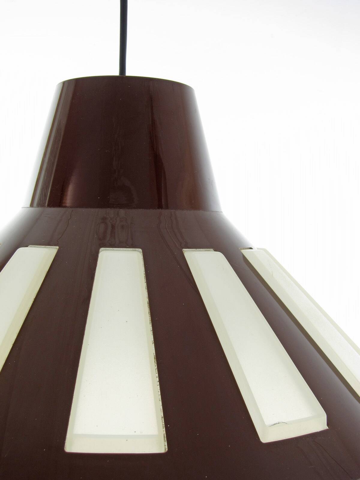 Vintage 1970s Space Age UFO Pendant Lamp | Brown White