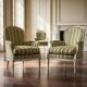 Set of 2 vintage striped baroque armchairs / individual chairs