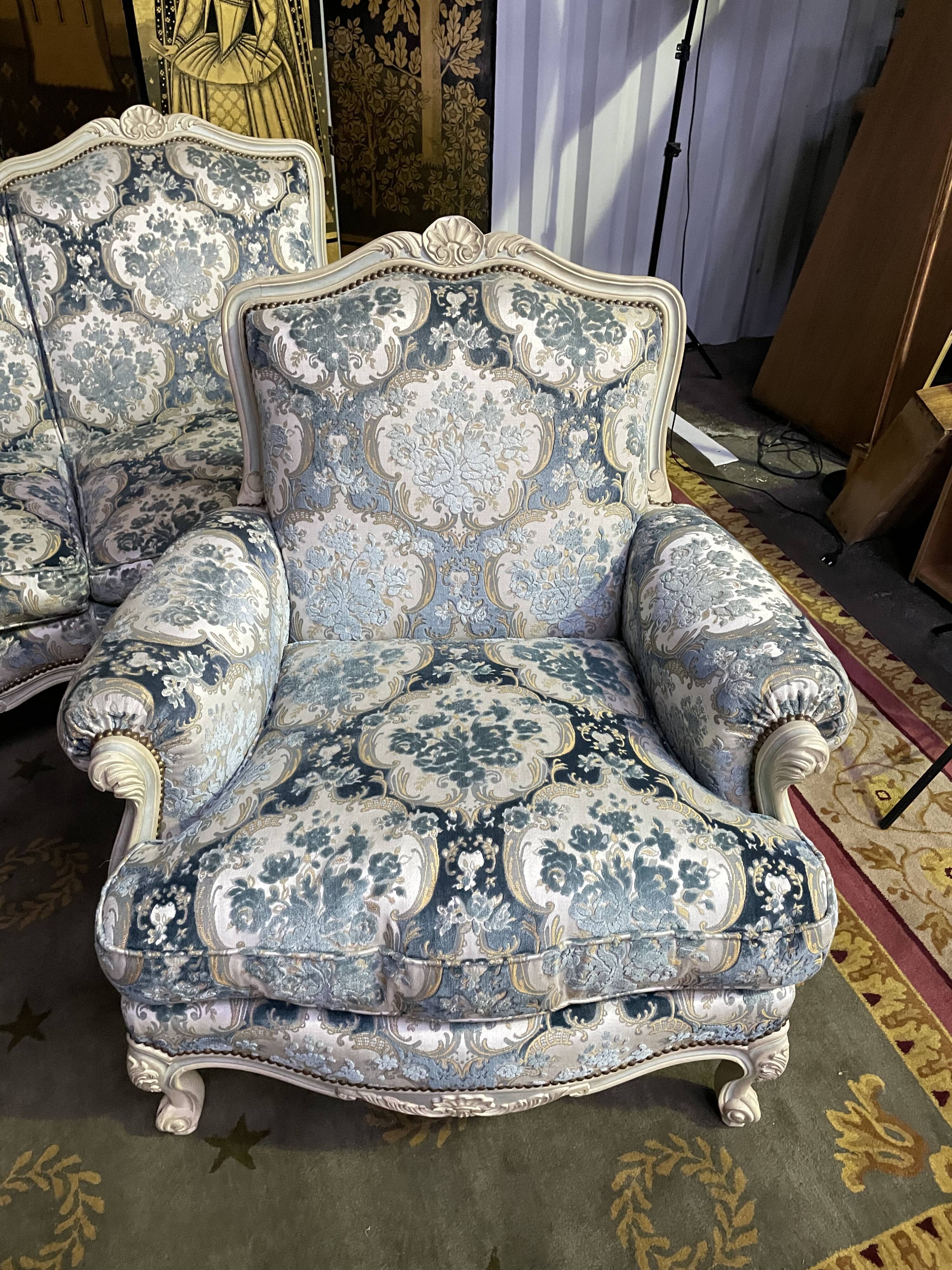 Salon canapé et paire de bergères Louis XV