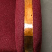 Pair Danish cabinetmaker Art Deco Armchairs in burgundy wool fabric