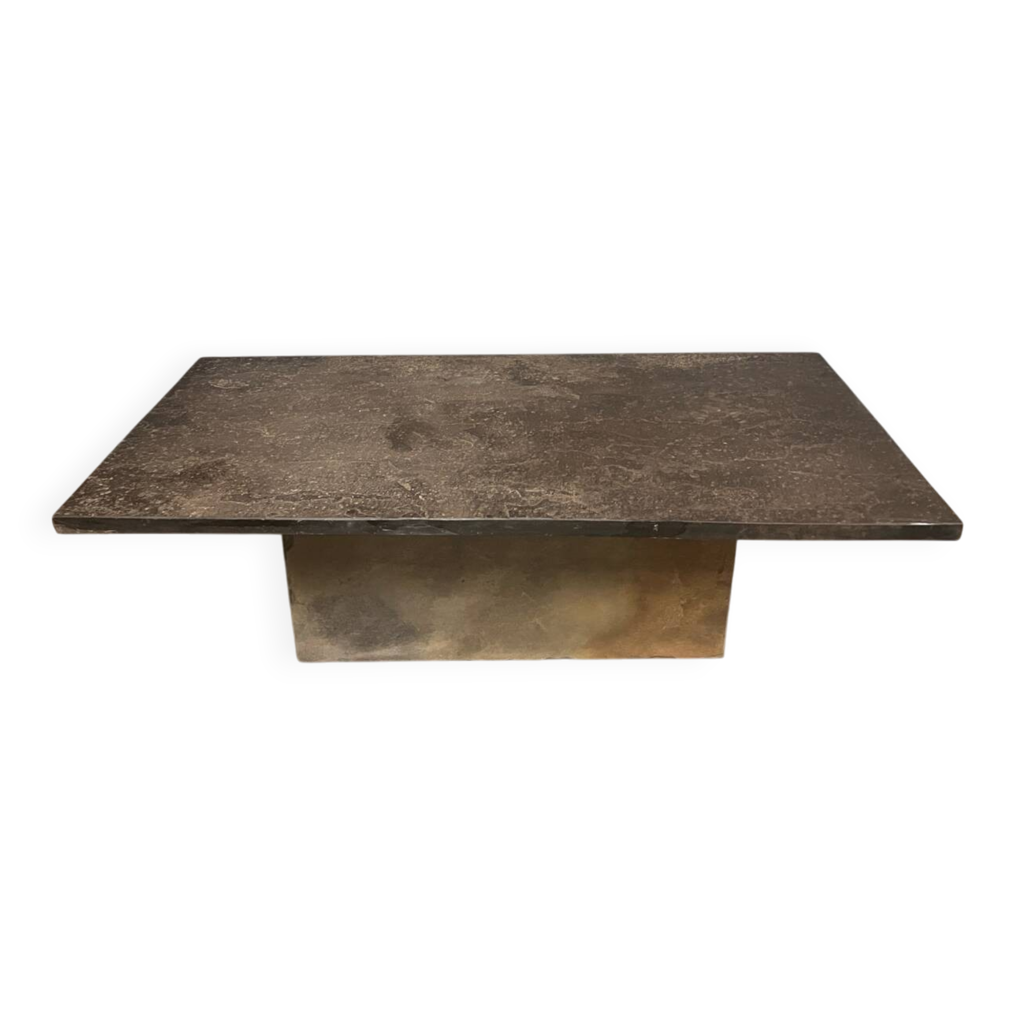 Brutalist Slate coffee table 1970s vintage