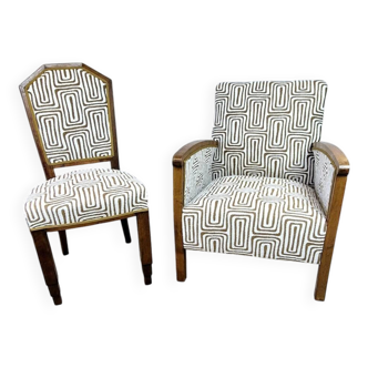 Fauteuil et chaise art déco