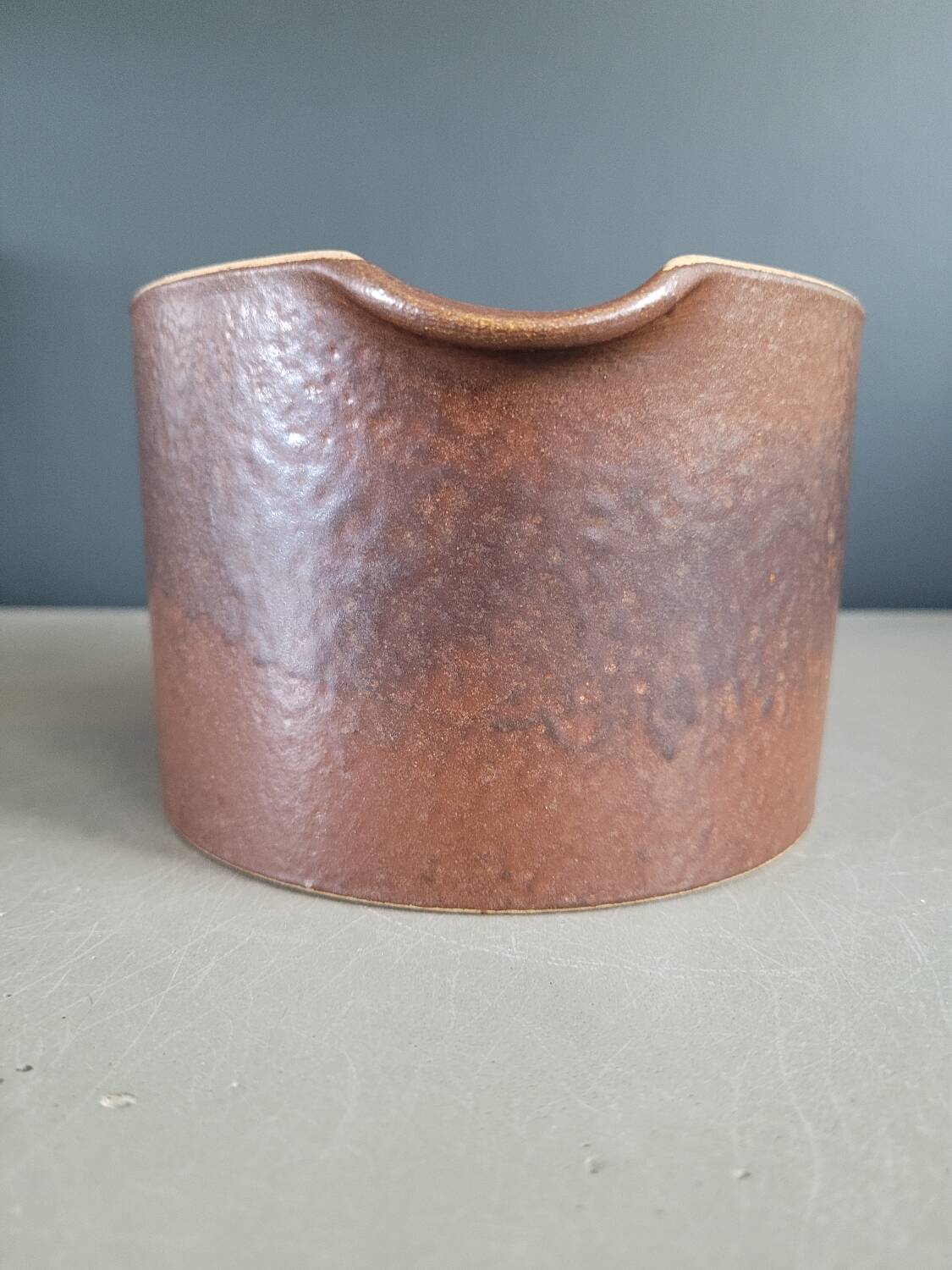 Pitcher - cream pot - in brown glazed earthenware