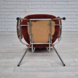 Fauteuil danois des années 1960, état d'origine, accoudoirs en bois de teck, acier chromé.