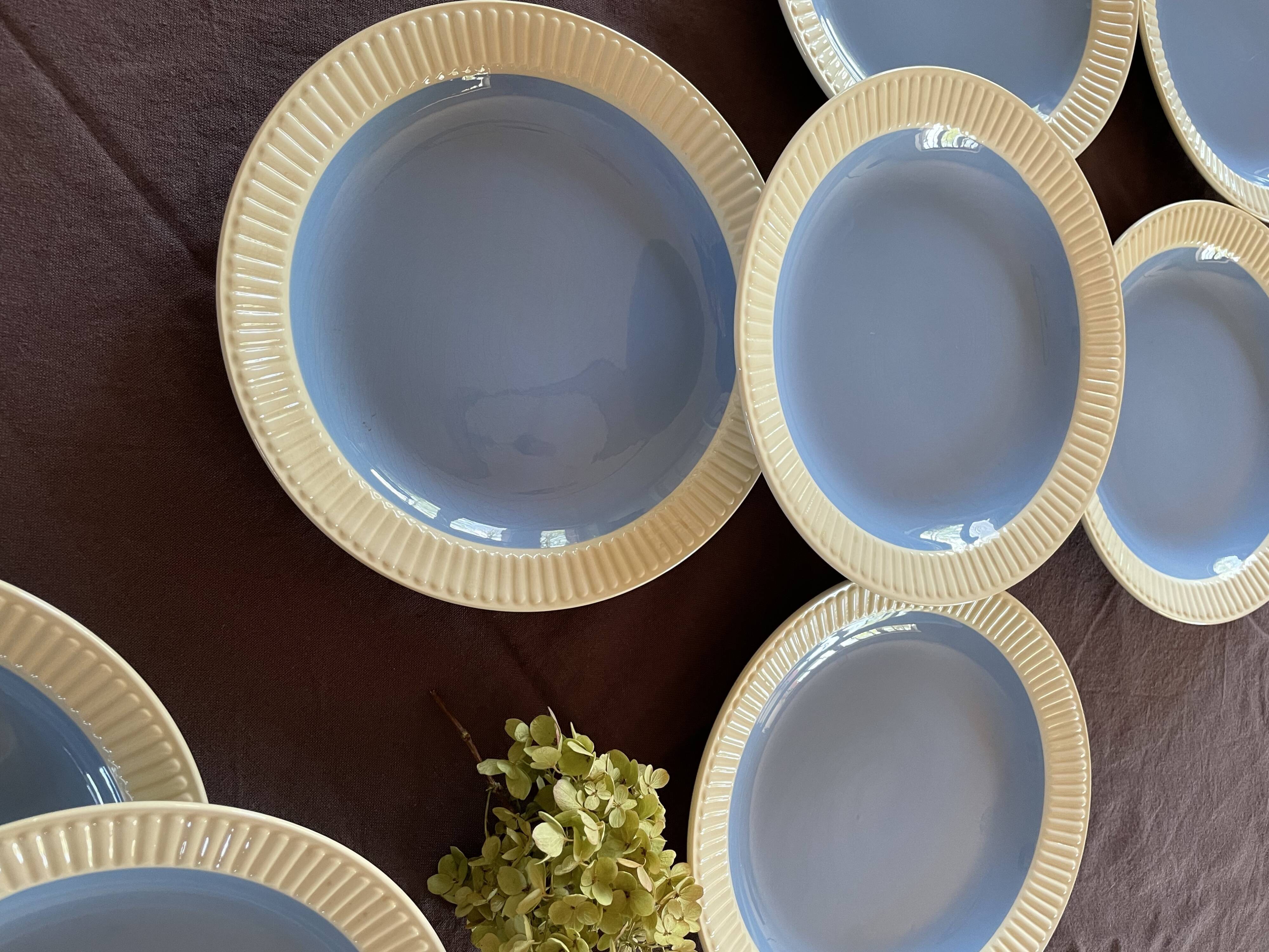 Set of 9 blue dessert plates Villeroy and Boch Model Lido Year 50