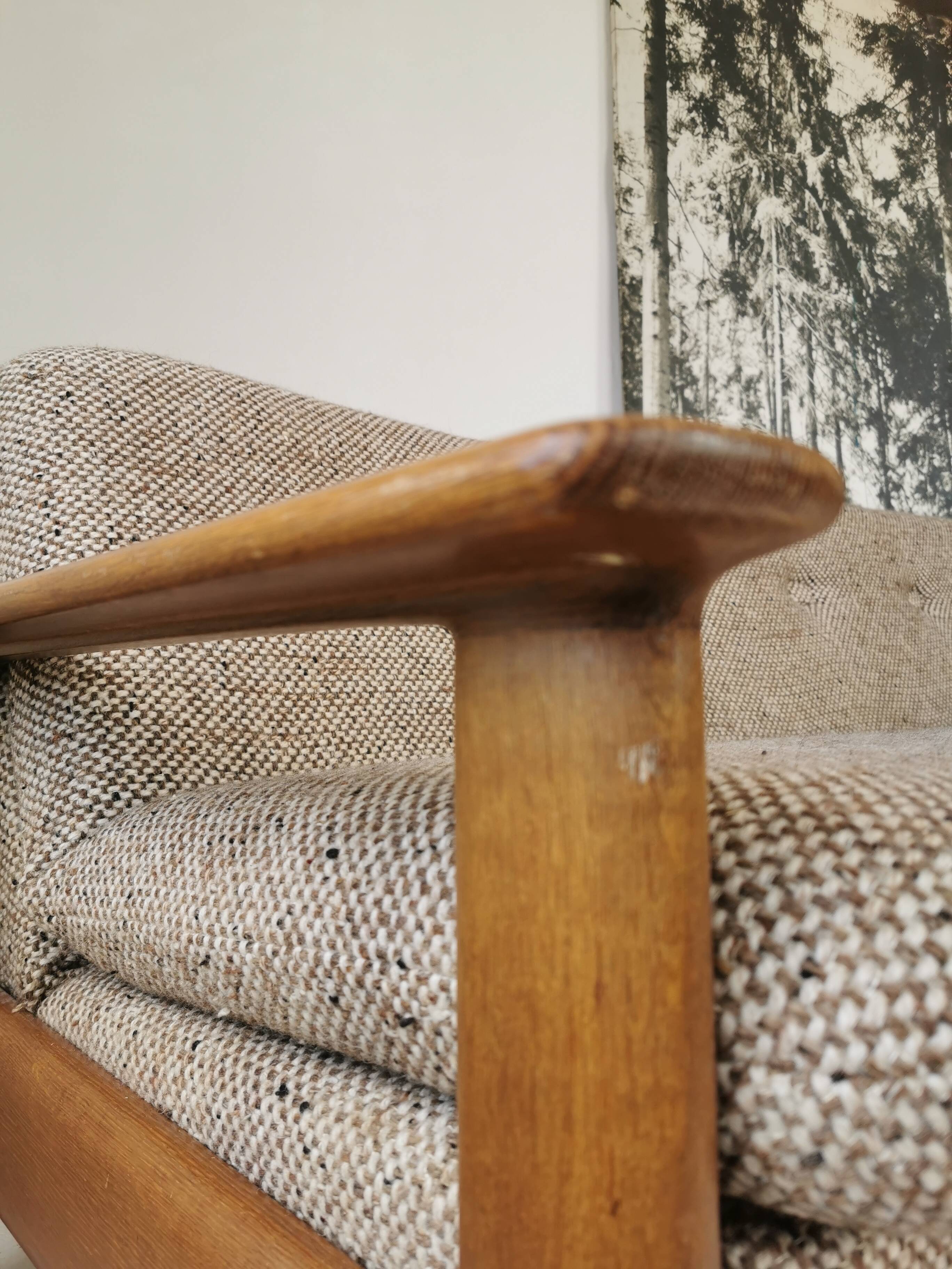 Banquette day bed en chêne design 1970