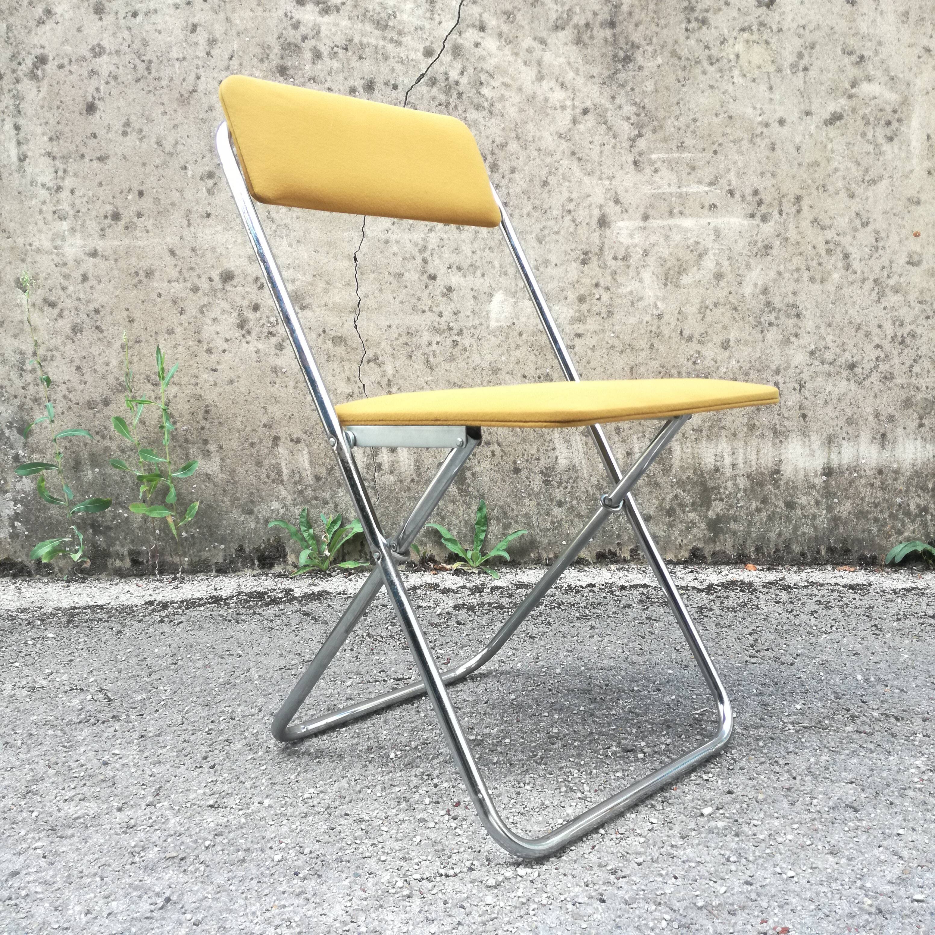Yellow velvet folding chair