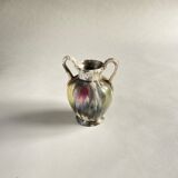 Vintage vase with flaming ceramic handles