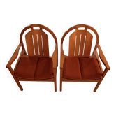 Pair of vintage Baumann armchairs – 1960s/70s design – Light wood