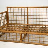 Canapé deux places style tropical chic des années 1960, par Vivai del Sud, en rotin et bambou.