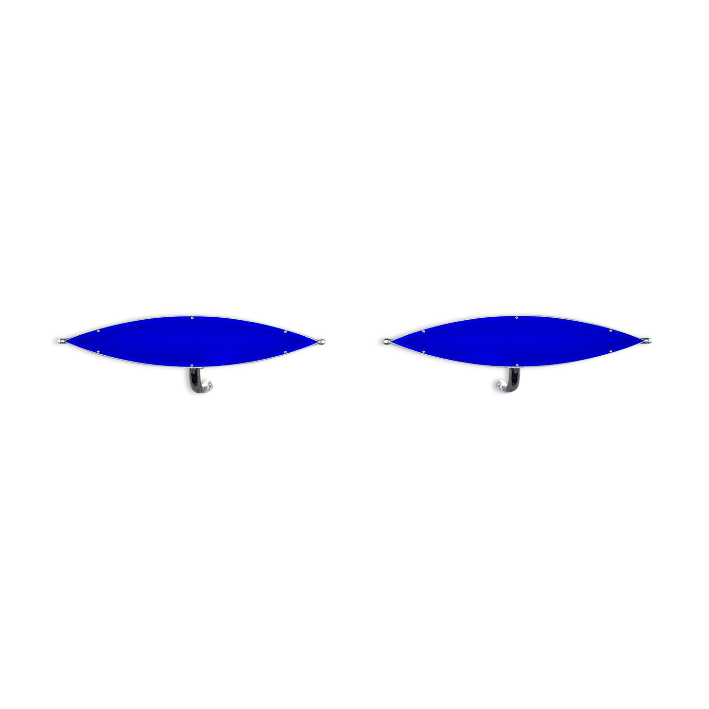 2 appliques en métal et plexiglas bleu, 1980