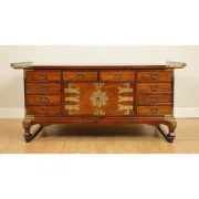 Coffee Table in Elm with Drawers, Korea, Late 19th Century