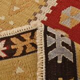 3x5 Red & Mustard Tribal Handmade Vintage Kilim Rug, 95x143Cm