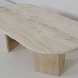 Oval travertine coffee table
