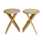 Paire de tabourets pliants en bois Adrian Reed, années 70
