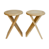 Pair of Adrian Reed wooden folding stools, 70s