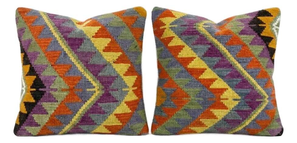 Set of 2 vintage kilim cushion covers 61x61 cm