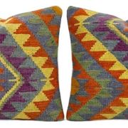 Set of 2 vintage kilim cushion covers 61x61 cm