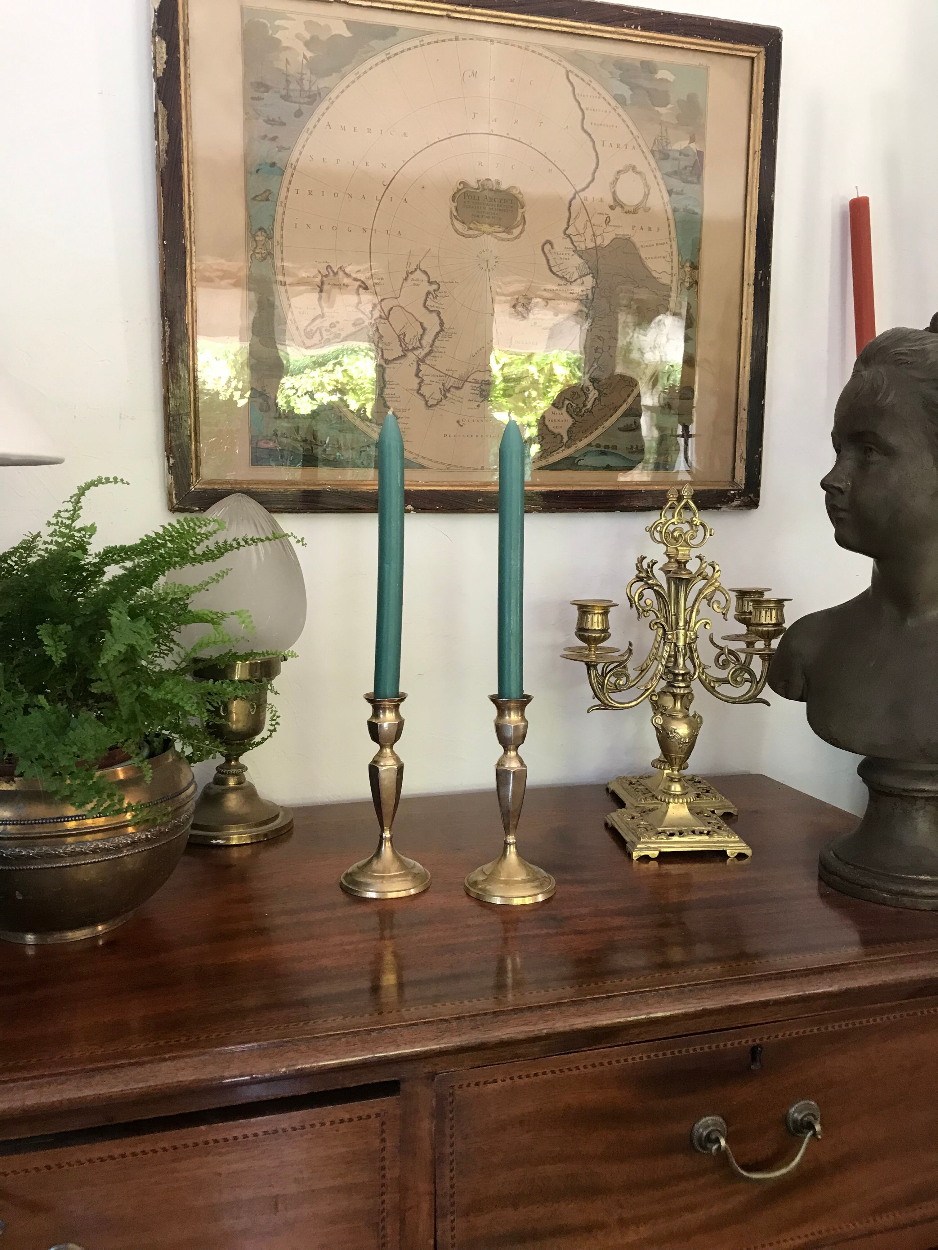 Pair of brass candle holders
