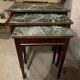 3 nesting tables in green marble and mahogany