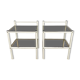 Paire de chevets métal et double plateau verre fumé années 80